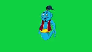 Cartoon Animation Genie-Aladdin ideal-flying-walking green screen - no copyright