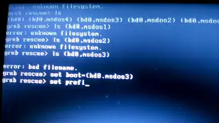 How setup boot setting ERROR UNKNOWN FILE SYSTEM,GRUB RESCUE