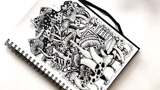 Mushroom zentangles || Zentangle art || Zentangle || Doodle art || Zendoodle