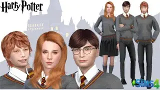 The Sims 4 CAS: Harry Potter Trio (Harry Potter, Hermione Granger, Ron Weasley) + CC links