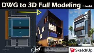 Commercial building two face 3d Elevation modeling | SketchUp Live 2d to 3d