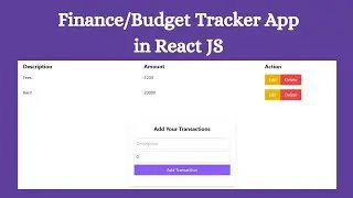Simple Personal Finance/Budget Tracker Website Using React JS From Scratch | Expense Tracker