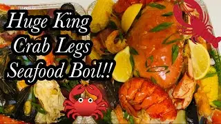 MASSIVE KING CRAB LEGS SEAFOOD BOIL!!! #seafoodboil #kingcrabseafoodboil