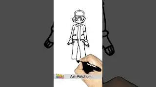 Drawing Pokemon Ash Ketchum  #shorts #pokemon