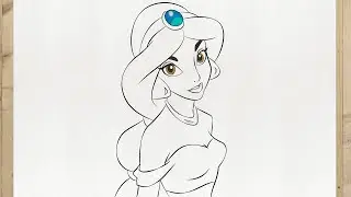 Como dibujar a PRINCESA JAZMIN da Disney paso a paso, fácil y rápido