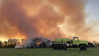 Hay bale fire will burn itself out in coming weeks, firefighters say