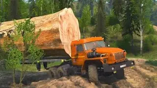 log truck stuck in deep mud