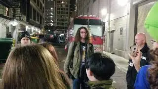 Dan Avidan tosses his shirt to a fan