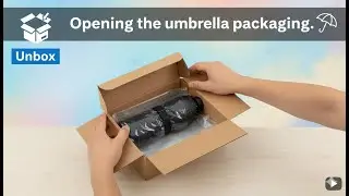 Opening the umbrella packaging.