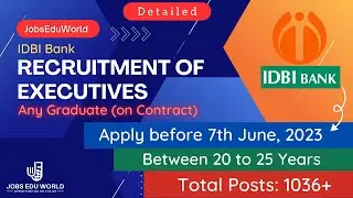 Recruitment of Executives (on Contract) by IDBI Bank, 2023 - 24.
