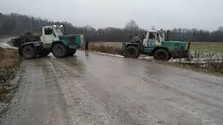 Трактор Т-150К против гололёда.