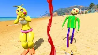 GTA 5 FNAF ANIMATRONICS - THAT'S CHICK AGAINST BALDI! THE BATTLE OF ANIMATRONICS! GTA 5 MODS
