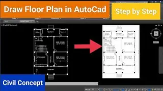 How to Draw Floor plan in Autocad Step by Step for beginer | Civil Concept