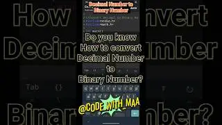 #36 || Convert Decimal Number to Binary Number || #coding #tech #technology #education #c #computer