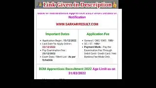 Bank of Maharashtra Apprentice Recruitment 2022 #updatepointviasp @Sarkari_Result #shorts #vacancy