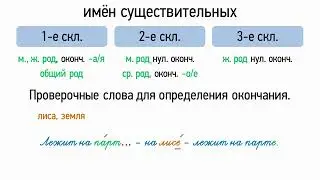 Типы склонений имён существительных (6 класс, видеоурок-презентация)