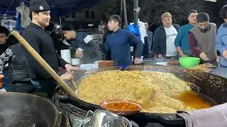 Узбекистан! Наманган! Ночной плов в казане на 150 кг.  (Сахарлик ош)