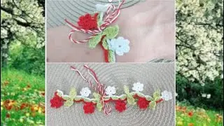 Bratara - Martisor (varianta 2, cu frunze si flori)