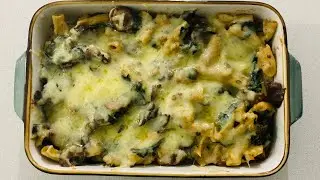 Biltong Mushroom Spinach Pasta Bake | Spinach and mushroom Pasta | Biltong Pasta | Biltong Recipe |
