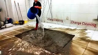 Cleaning a heavily soiled mud ball of carpet until it is spotlessly clean