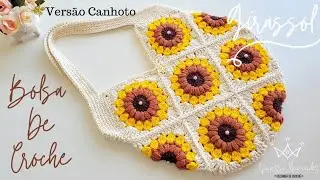 Bolsa de Crochê GIRASSOL 🌻.Versão Canhoto Por Vanessa Marcondes. #bolsadecroche #crochet