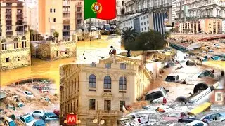 Minutes ago Catastrophic floods submerge the city of Albufeira in Portugal 