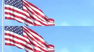 Automated AI-based frame interpolation from 6 fps to 24 fps - example with a waving flag