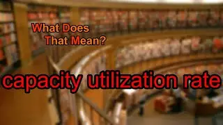 What does capacity utilization rate mean?