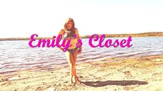 Emily's Closet - Crossdresser in blue bikini at the lake