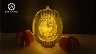 How to make Halloween Pumpkin Pop Up 3D Witch Riding Broom
