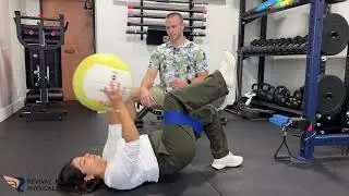 Single leg bridge med ball chop