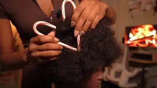 ASMR | Tingly Candy Cane Scalp Check 🍭 on Afro Hair (whispered)