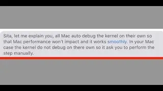 2067. Apple " ... the kernel do not debug on there own so it ask you to perform the step manually"