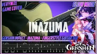 INAZUMA Theme | Slow Mode FINGERSTYLE GUITAR TAB TUTORIAL [Genshin Impact 2.1]