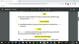 MTH643(Matlab Quiz # 1 2023 Part # 2 || Lecture  9 to 19|| Virtual University Of Pakistan