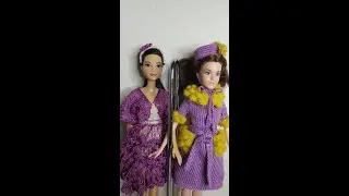 Вязаное платье для Barbie в винтажном стиле.