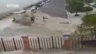 Deadly Tsunami washed away people on Bridge - CCTV Footage