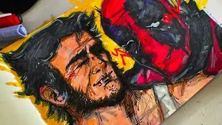 Deadpool & Wolverine silly sketch x asmr realtime DRAW WITH ME silly!! markers sketching