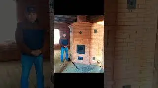 угловой камино-печь с варочной плитой в два 