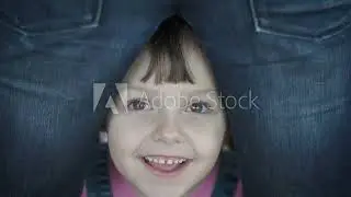 Little Girl Look Through The Legs Woman Clip 3 (Video Stock)