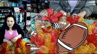 Football Wreath! Learn to make a football wreath with me!