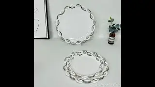 China Creative ceramic silver edged plated bowl and dish set porcelain dinnerware set