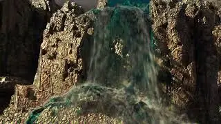 Small waterfall simulation (Cinema4D + XParticles + Octane render + After Effects)