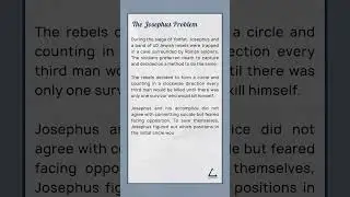 The Josephus Problem - Can You Help Josephus And His Accomplice Avoid Death? #shorts