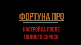 Фортуна ПРО/Fortune Pro настройка после полного сброса