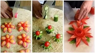 Нарезка овощей для украшения. Украшения салатов.
