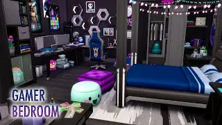 Neon Gamer Bedroom / The Sims 4 / Room Build / Неоновая Спальня Геймера / Симс 4