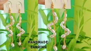 Handmade Pearl Earring/ Earring Making Tutorial/Pearl Earring lover/Earrings/DIY pearl drop Earrings