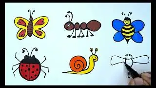 Insects drawing how to draw insects butterfly ant honeybee ladybug dragonfly drawing #insectdrawing 