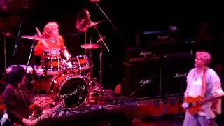 Leslie West Mountian Corky Laing playing catch with drumsticks 2005